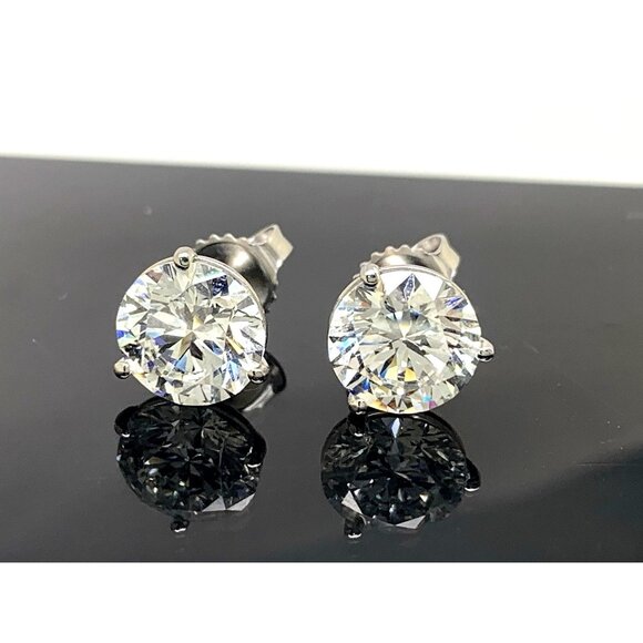 Diamond Earrings 14k White Gold 4.94ctw IGI Certified Lab Grown Stud Push Backs - Picture 1 of 12